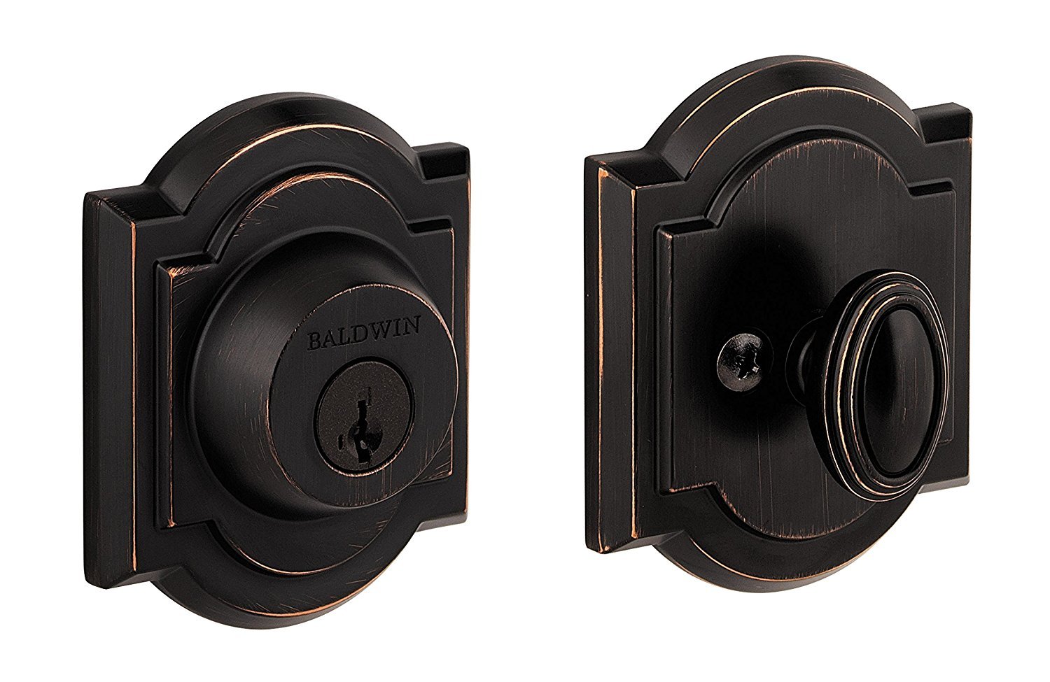 Baldwin Prestige 380 Arched Single Cylinder Deadbolt Featuring SmartKey in Venetian Bronze