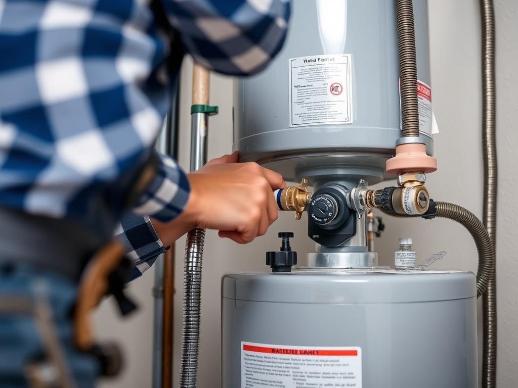 New water heater being installed in Santa Ana home
