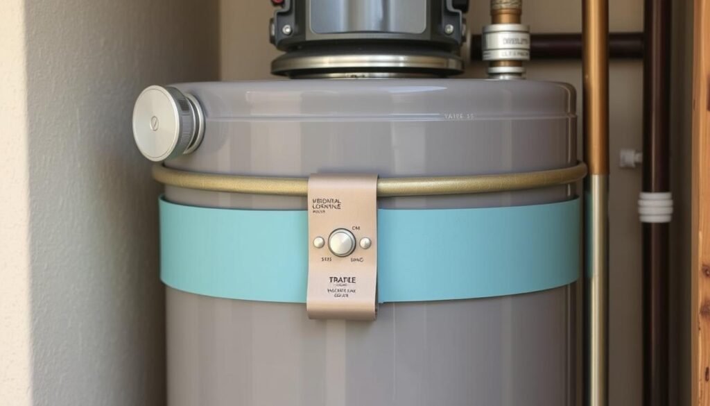 Water heater with proper earthquake strapping in Santa Ana home