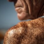 Close-up of sun-exposed skin with freckles and spots highlighting importance of skin screening